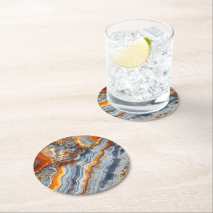 Posavasos Redondo De Papel Agate Pattern