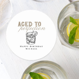 Posavasos Redondo De Papel Aged to Perfection White Whiskey Birthday Party