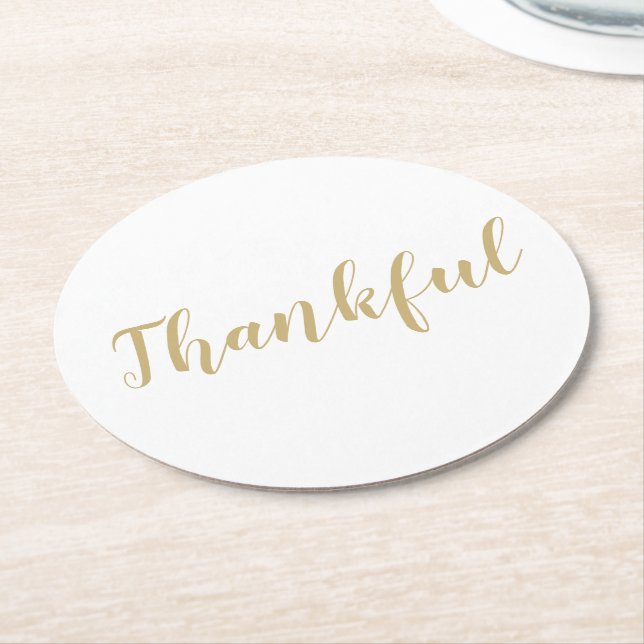 Posavasos Redondo De Papel Agradecimientos por la escritura moderna blanca y  (En perspectiva)
