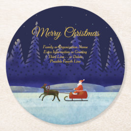 Posavasos Redondo De Papel Agregar familia / nombre de organización Azul + Sa