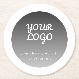 Posavasos Redondo De Papel Agregar logotipo Borde blanco gradiente gris osc