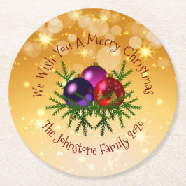 Posavasos Redondo De Papel Agregar Navidades coincidentes de nombres en oro