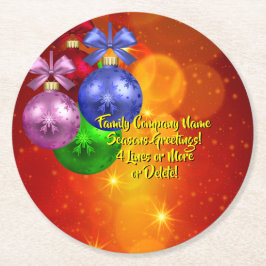 Posavasos Redondo De Papel Agregar Navidades coincidentes de texto de nombre