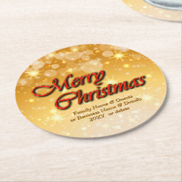 Posavasos Redondo De Papel Agregar nombre Editar Navidades de coincidencia de