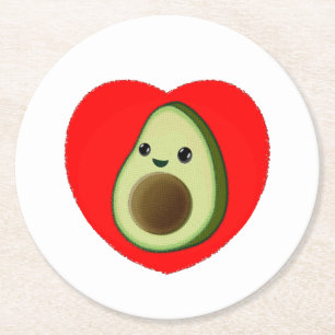 Posavasos Redondo De Papel Aguacate, Personalizado Bebé Cutáneo En El Corazón