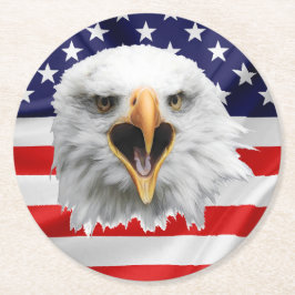 Posavasos Redondo De Papel Águila calva agradable regalo patriótico