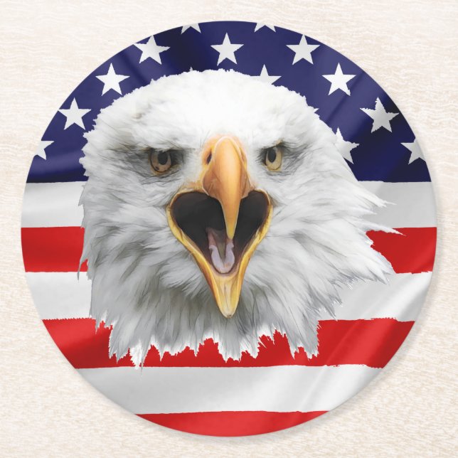 Posavasos Redondo De Papel Águila calva agradable regalo patriótico (Anverso)