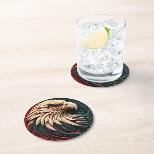 Posavasos Redondo De Papel Águila Majestuosa Emerge de Circular  (In situ)