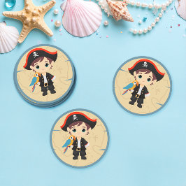 Posavasos Redondo De Papel ¡Ahoy! Fiesta de cumpleaños de Pirate Boy