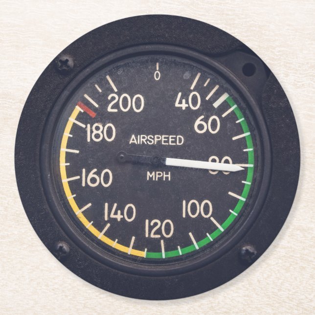Posavasos Redondo De Papel Airspeed Gauge (Anverso)