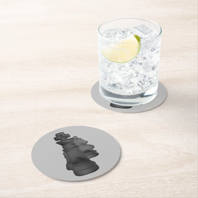 Posavasos Redondo De Papel Ajedrez de montaña de papel (In situ)