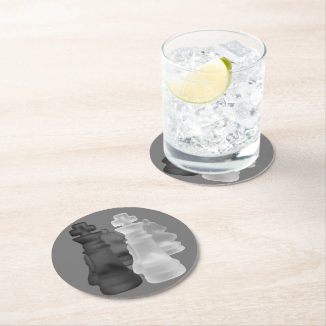 Posavasos Redondo De Papel Ajedrez de montaña de papel (In situ)