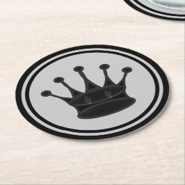 Posavasos Redondo De Papel Ajedrez negro de la reina