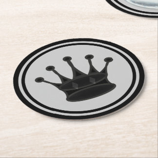 Posavasos Redondo De Papel Ajedrez negro de la reina