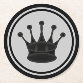 Posavasos Redondo De Papel Ajedrez negro de la reina