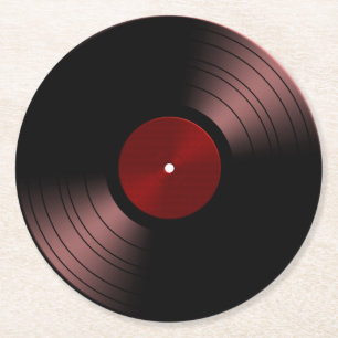 Posavasos Redondo De Papel Álbum de registros de vinilo retro de los años 6