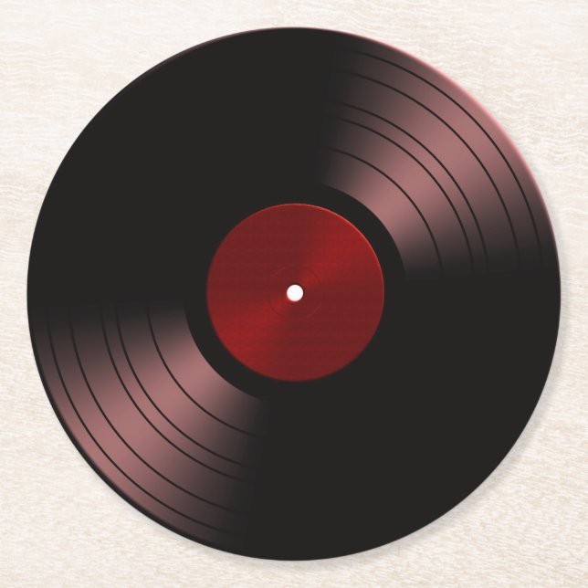 Posavasos Redondo De Papel Álbum de registros de vinilo retro de los años 60 (Anverso)