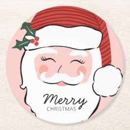 Posavasos Redondo De Papel Alegre Santa Face | Feliz Navidad