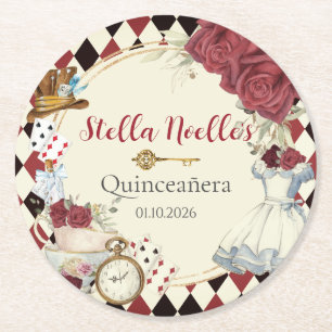 Posavasos Redondo De Papel Alice en el País de las Maravillas Cumpleaños Fies