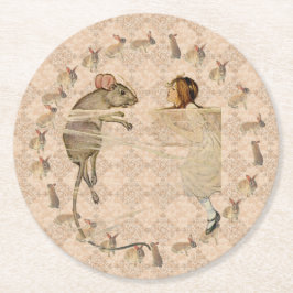 Posavasos Redondo De Papel Alice in Wonderland Rabbit Mouse 