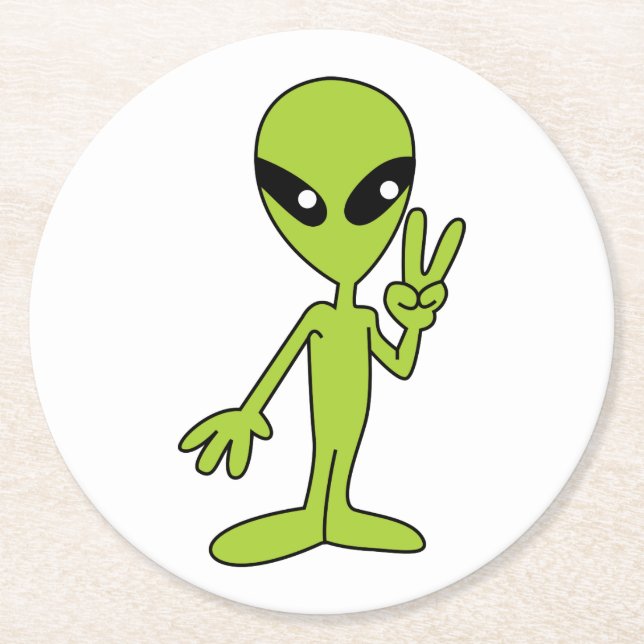 Posavasos Redondo De Papel Alien espacial (Anverso)