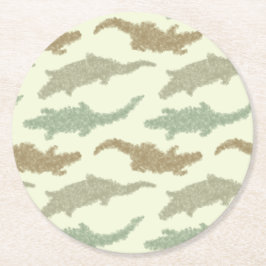 Posavasos Redondo De Papel Alligadores de camo Guay - patrón sin fisuras.