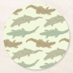Posavasos Redondo De Papel Alligadores de camo Guay - patrón sin fisuras.