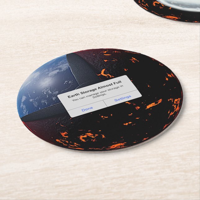 Posavasos Redondo De Papel Almacenamiento terrestre casi completo (En perspectiva)