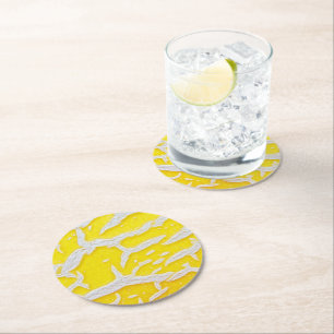 Posavasos Redondo De Papel Almohadilla del ratón con patrón de melón amarillo