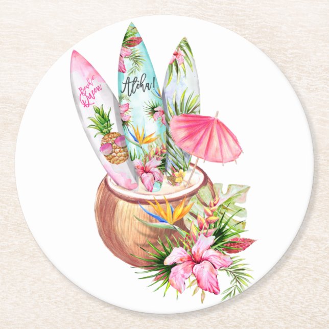 Posavasos Redondo De Papel Aloha (Anverso)