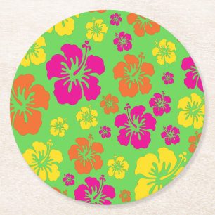 Posavasos Redondo De Papel Aloha Cute la fiesta de cumpleaños de un niño hawa