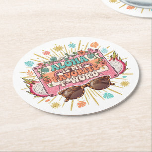 Posavasos Redondo De Papel Aloha Es Mi Palabra Favorita Con F