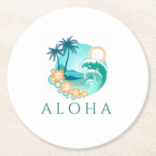 Posavasos Redondo De Papel Aloha Tropical
