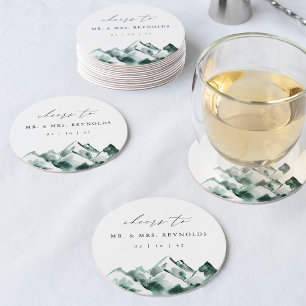 Posavasos Redondo De Papel Altiplano Boda de la montaña acuarela