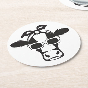Posavasos Redondo De Papel Amante de vaca divertida hipster ternera granja ag
