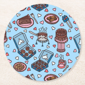 Posavasos Redondo De Papel Amante del chocolate lindo