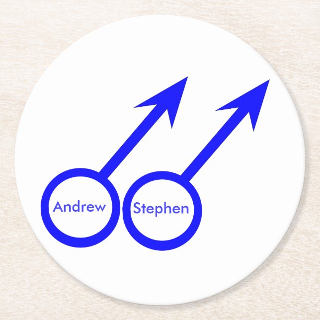 Posavasos Redondo De Papel Amantes de papel de Personalizable para homosexual (Anverso)