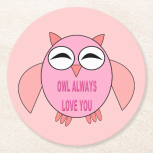 Posavasos Redondo De Papel Amo lindo Mensaje de amor Lechuza de papel Aves