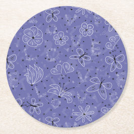 Posavasos Redondo De Papel AMOR a la mariposa - patrón sin fisuras.