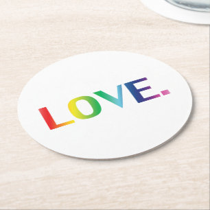 Posavasos Redondo De Papel Amor, orgullo lgbt lgbtq colores del arcoiris gay