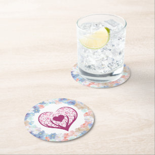 Posavasos Redondo De Papel Amor puro como una Flor