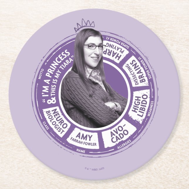 Posavasos Redondo De Papel Amy Farrah Fowler Info Graphic (Anverso)