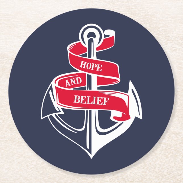 Posavasos Redondo De Papel Ancla (Anverso)