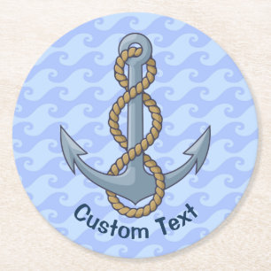 Posavasos Redondo De Papel Ancla con Rope