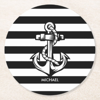 Posavasos Redondo De Papel Anclaje y franjas