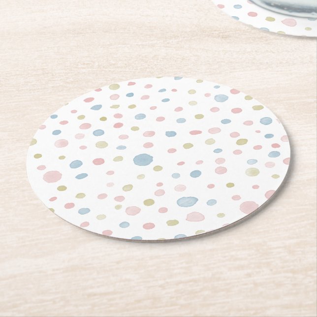 Posavasos Redondo De Papel Andie Confetti Water Dots Paper Coaster (En perspectiva)