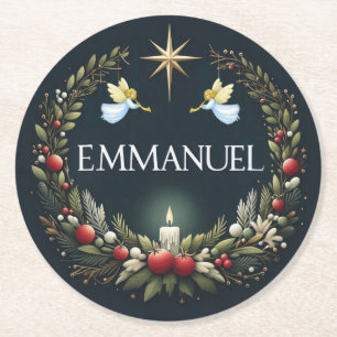 Posavasos Redondo De Papel Ángeles Navidades de Emmanuel