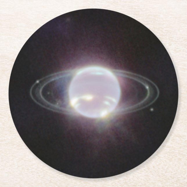 Posavasos Redondo De Papel Anillos JWST del planeta Neptuno (Anverso)