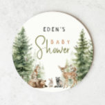 Posavasos Redondo De Papel Animales de bosque de bosques adornan Baby Shower<br><div class="desc">Presentamos a nuestros animales boscosos de bosque adorable bebé ducha de papel redondo de la montaña de papel - perfecto para una celebración tibia y caprichosa! Con una temática de selva acuática moderna con criaturas adorables como zorro, oso marrón, conejo y ciervo, es ideal para una ducha de género neutro....</div>