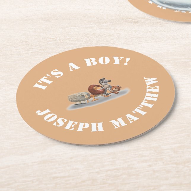 Posavasos Redondo De Papel Animales rellenos de felpa con tema (En perspectiva)